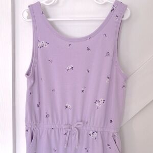 Lavender Floral Romper Tank Pants Onesie W/ Pockets